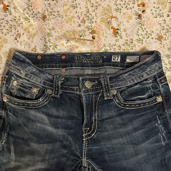 Miss Me Signature-Rise Skinny Jeans Cow Hide Pockets - Picture 6 of 10